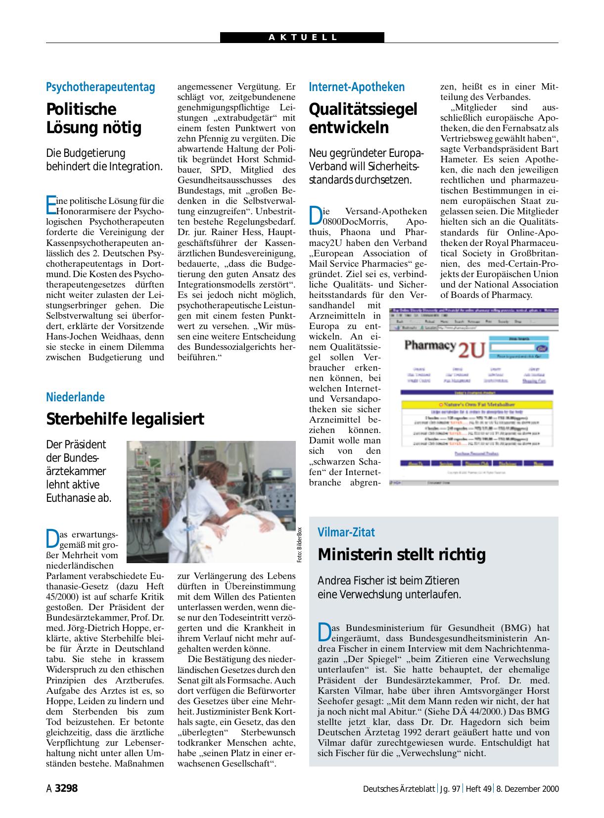 Vorschauseite 1: Internet-Apotheken: Qualitätssiegel entwickeln