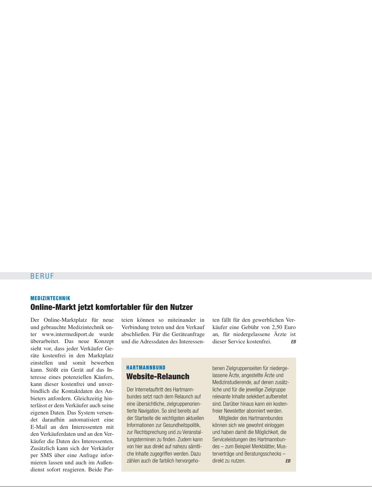 Vorschauseite 1: Medizintechnik: Online-Markt jetzt komfortabler für den Nutzer