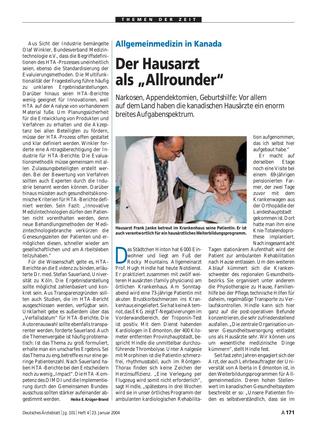 Vorschauseite 1: Allgemeinmedizin in Kanada: Der Hausarzt als „Allrounder“