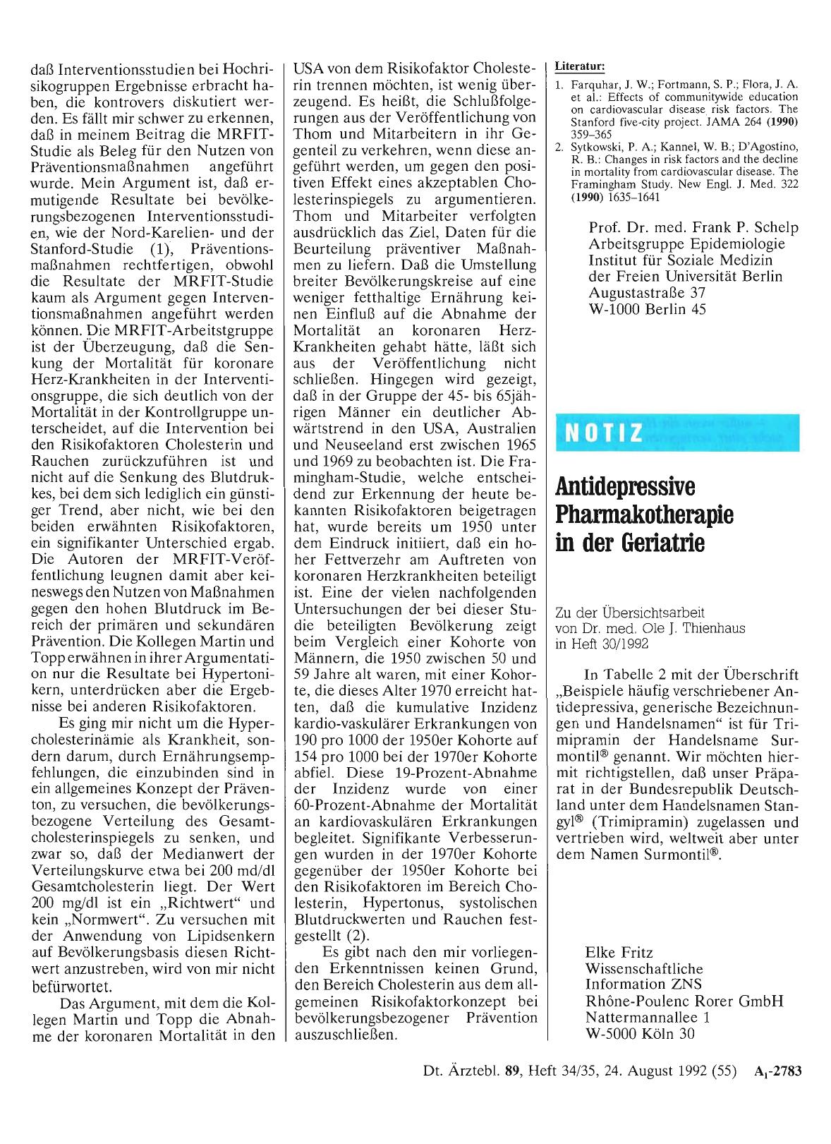 Vorschauseite 1: Antidepressive Pharmakotherapie in der Geriatrie
