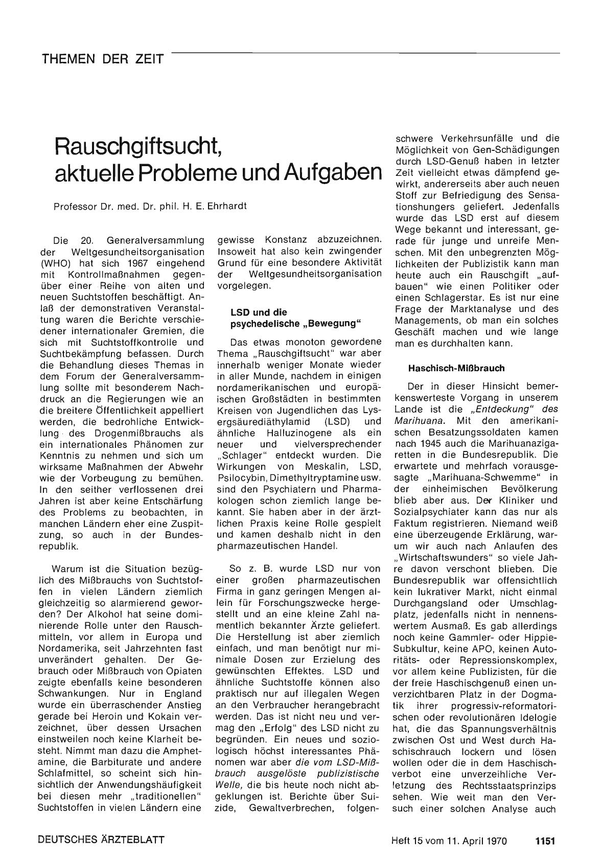 Vorschauseite 1: Rauschgiftsucht, aktuelle Probleme und Aufgaben