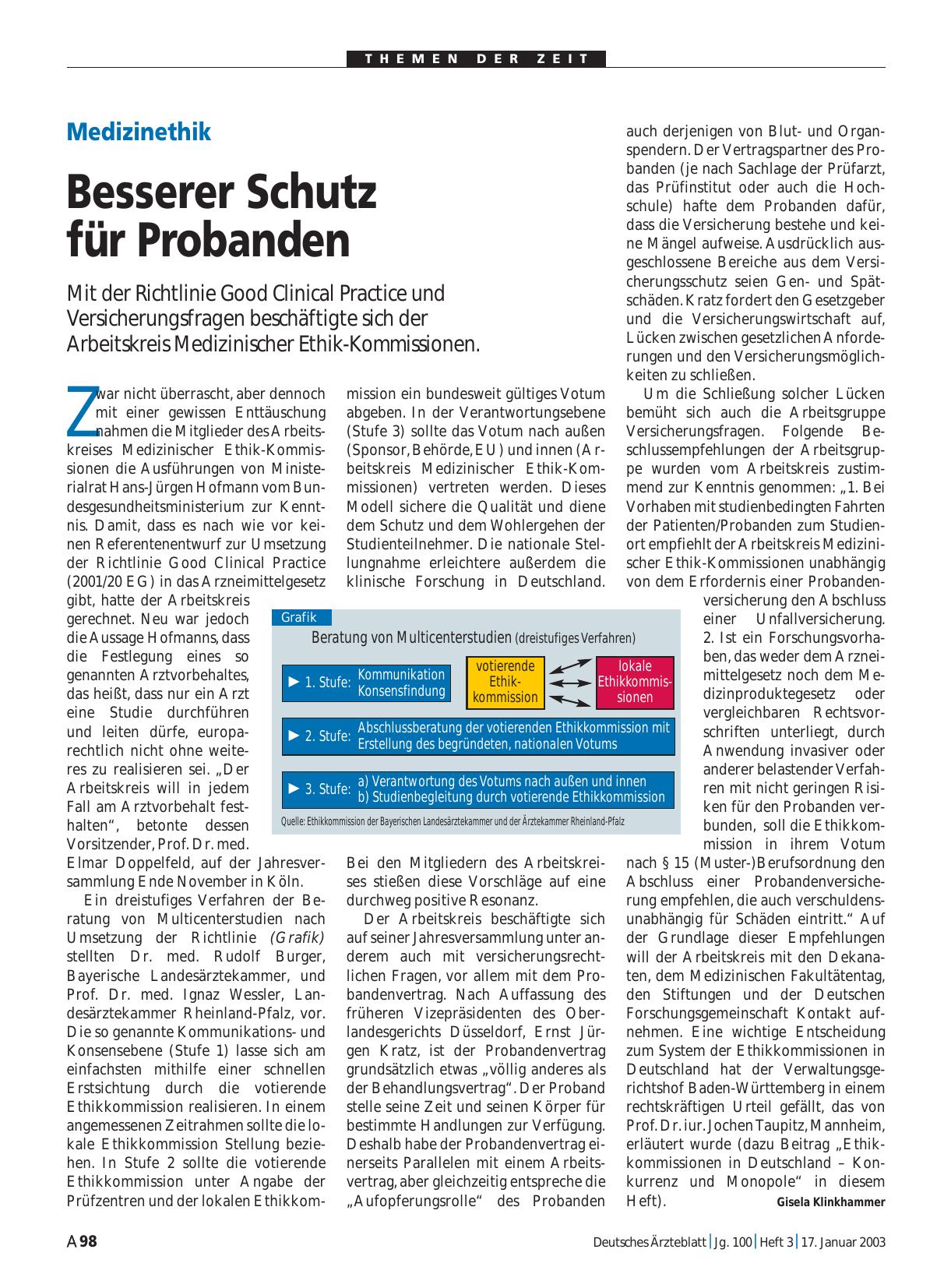Vorschauseite 1: Medizinethik: Besserer Schutz für Probanden
