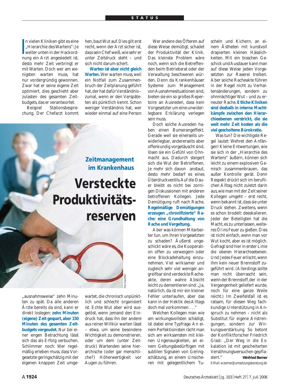 Vorschauseite 1: Zeitmanagement im Krankenhaus: Versteckte Produktivitätsreserven