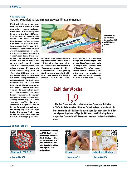 Vorschauseite 1: GKV-Finanzierung: Kabinett beschließt höheren Bundeszuschuss für Krankenkassen