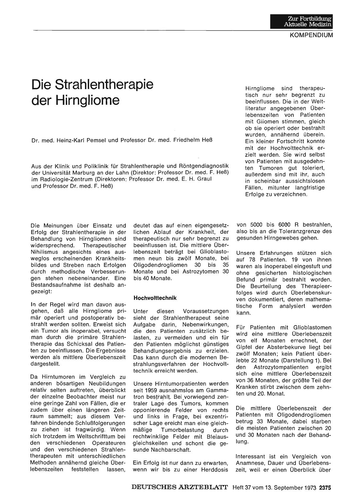 Vorschauseite 1: Die Strahlentherapie der Hirngliome