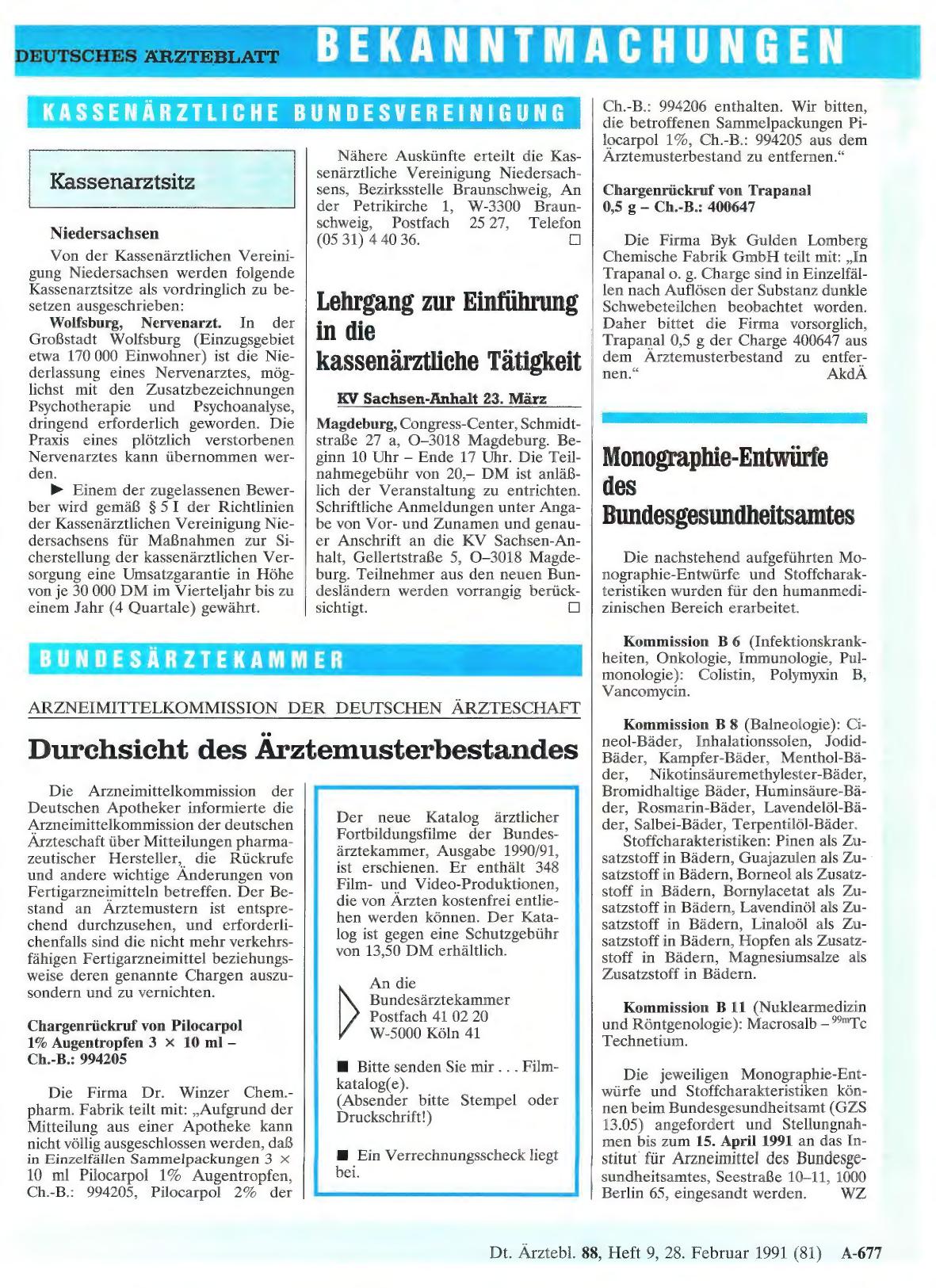 Vorschauseite 1: Kassenarztsitz