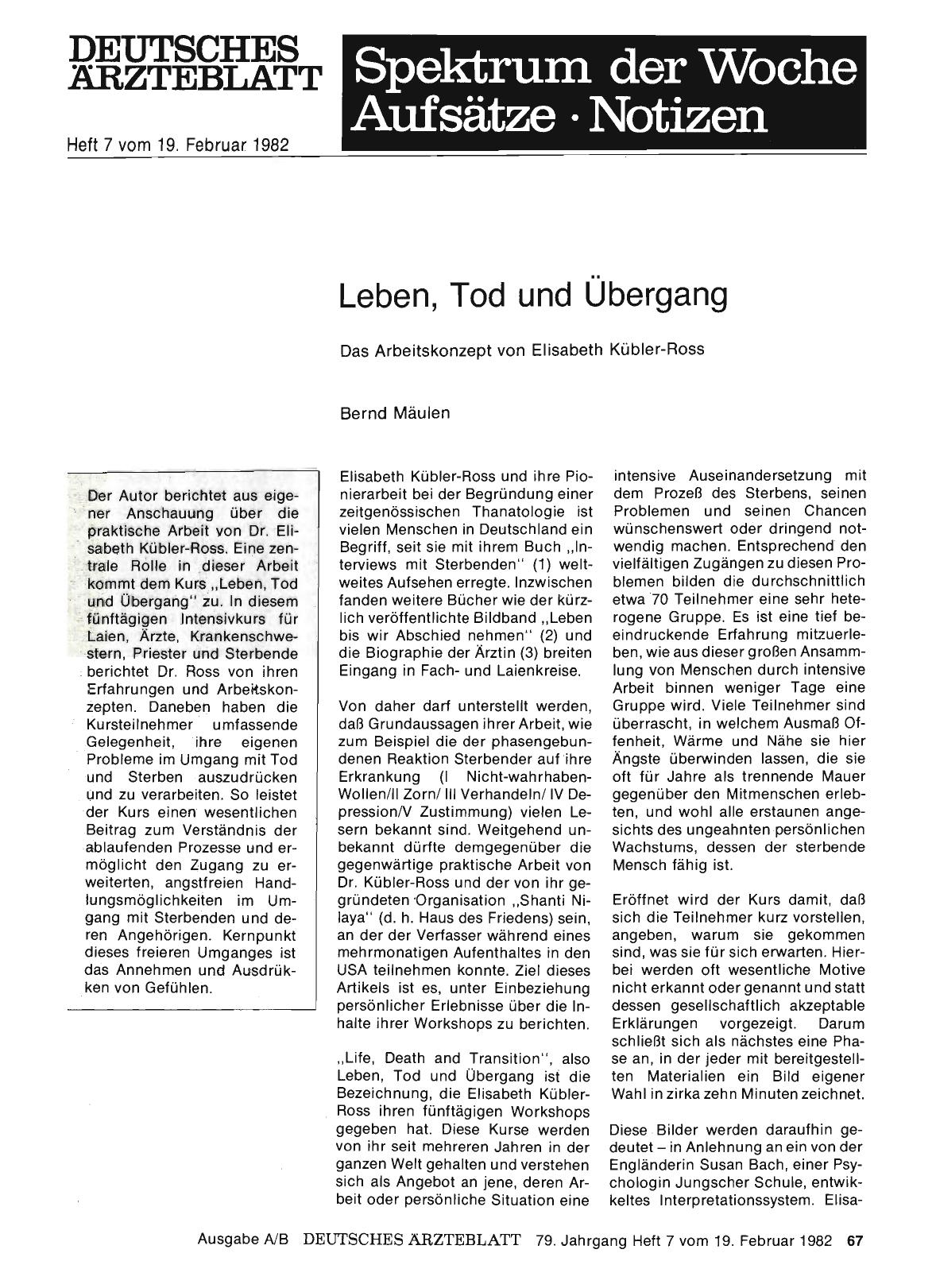 Vorschauseite 1: Leben, Tod und Übergang