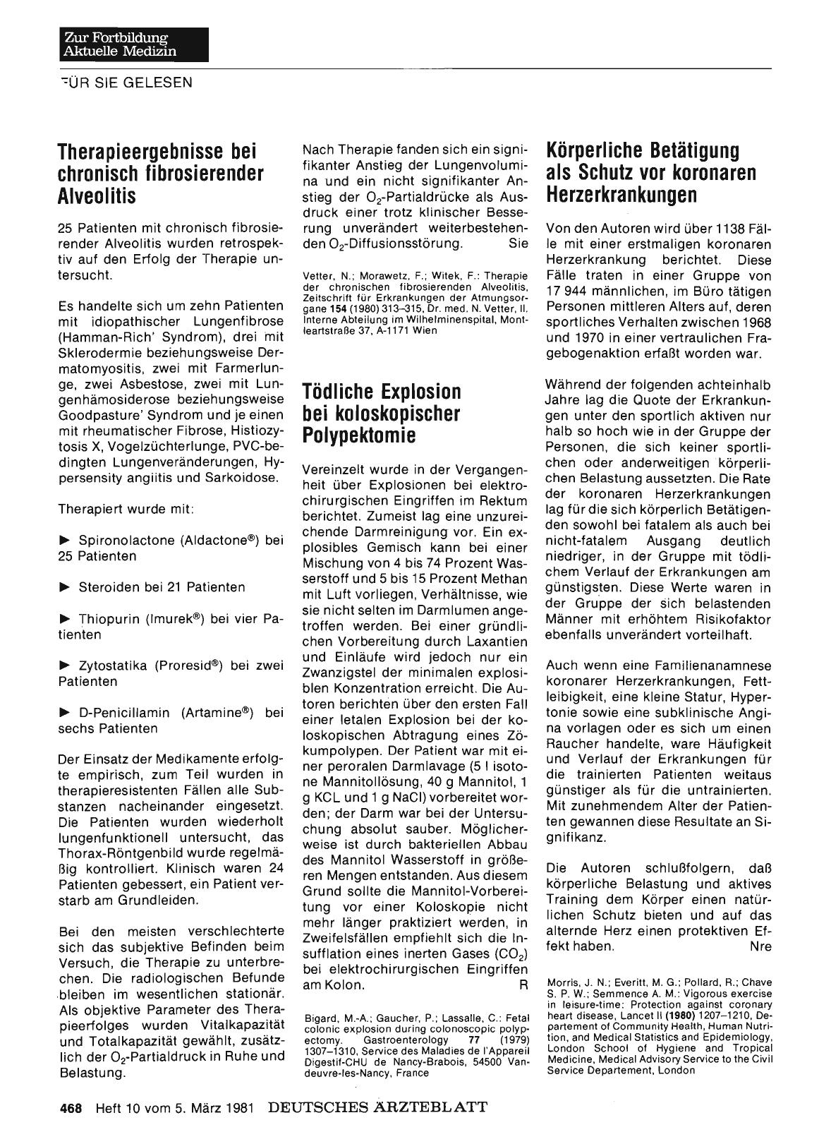 Vorschauseite 1: Therapieergebnisse bei chronisch fibrosierender Alveolitis