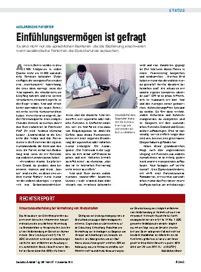 Vorschauseite 1: Ausländische Patienten: Einfühlungsvermögen ist gefragt