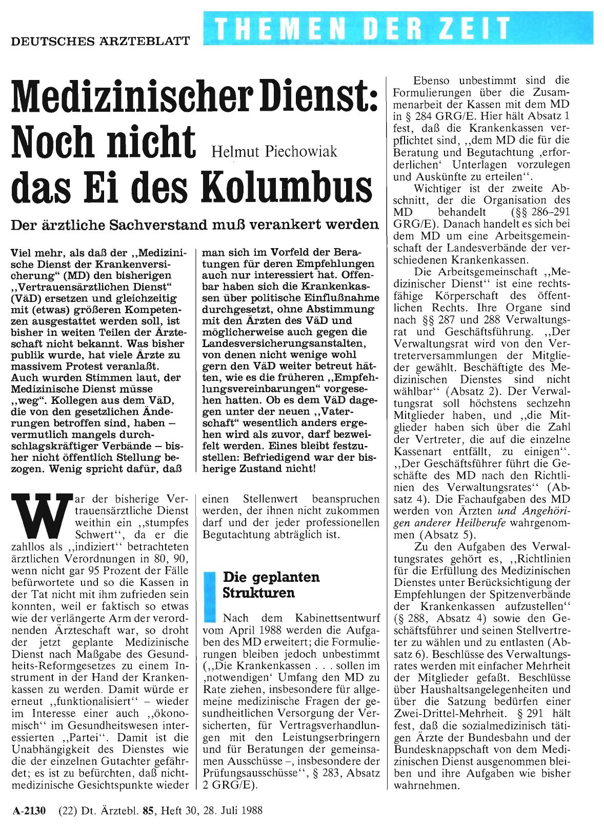 Vorschauseite 1: Medizinischer Dienst: Noch nicht das Ei des Kolumbus