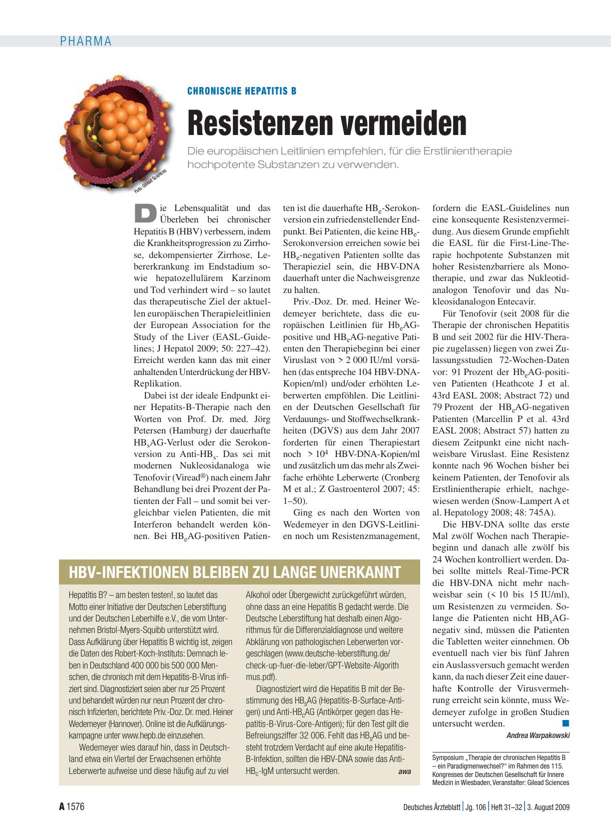 Vorschauseite 1: HBV-Infektionen bleiben zu lange unerkannt