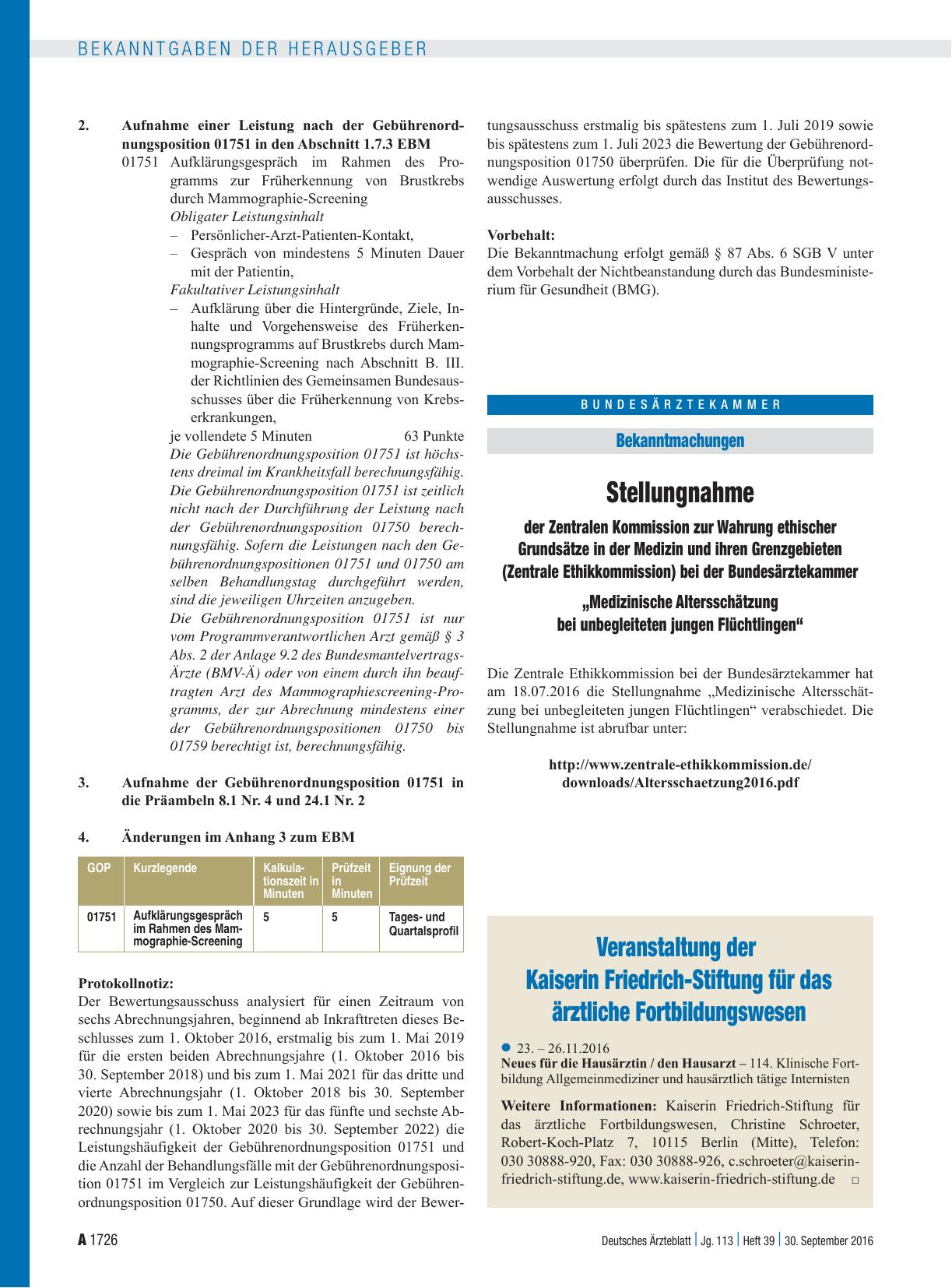 Vorschauseite 1: Veranstaltung der Kaiserin Friedrich-Stiftung für das ärztliche Fortbildungswesen