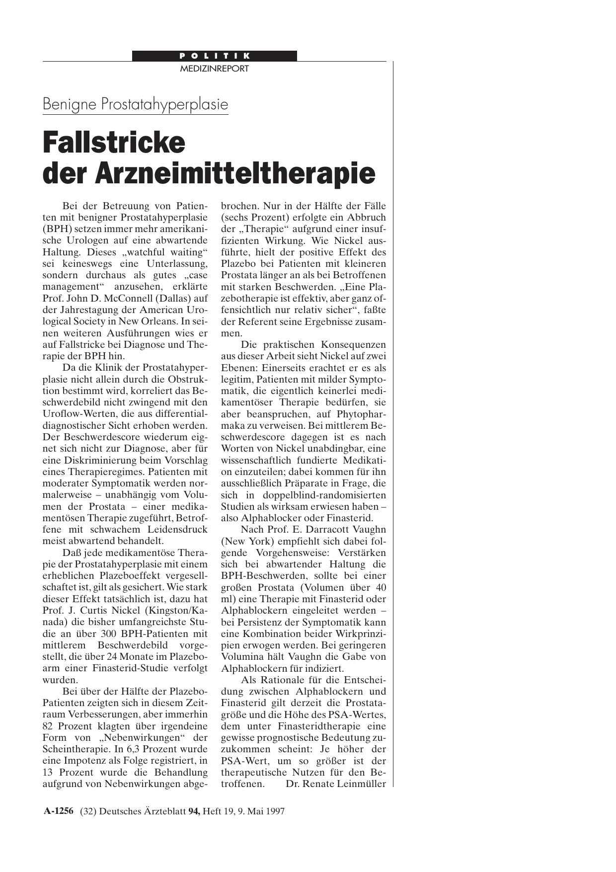 Vorschauseite 1: Benigne Prostatahyperplasie: Fallstricke der Arzneimitteltherapie