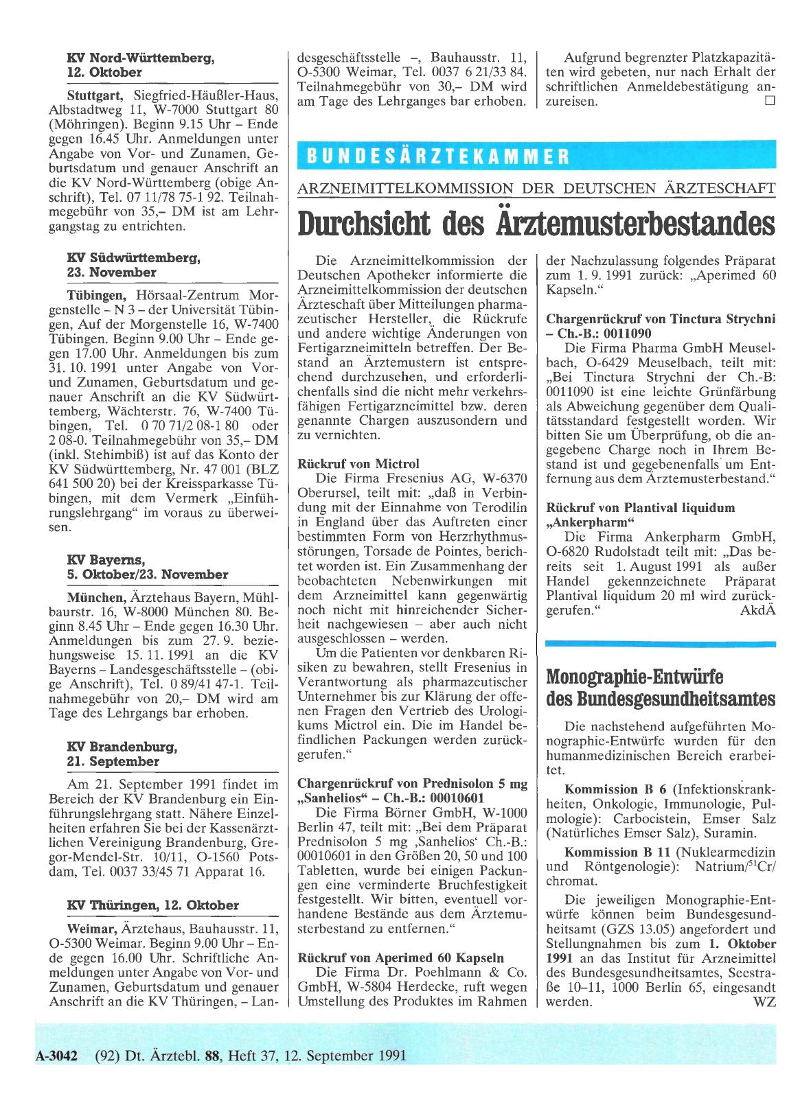 Vorschauseite 1: Monographie-Entwürfe des Bundesgesundheitsamtes