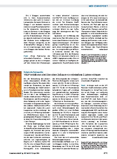 Vorschauseite 1: Diabetische Retinopathie: VEGF-Inhibitoren sind über einen Zeitraum von mindestens 2 Jahren wirksam