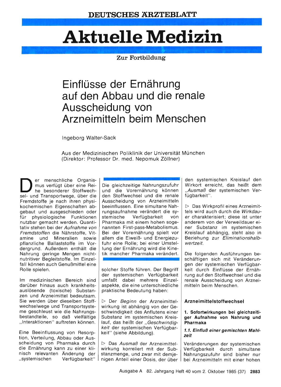 Vorschauseite 1: Einflüsse der Ernährung auf den Abbau und die renale Ausscheidung von Arzneimitteln beim Menschen