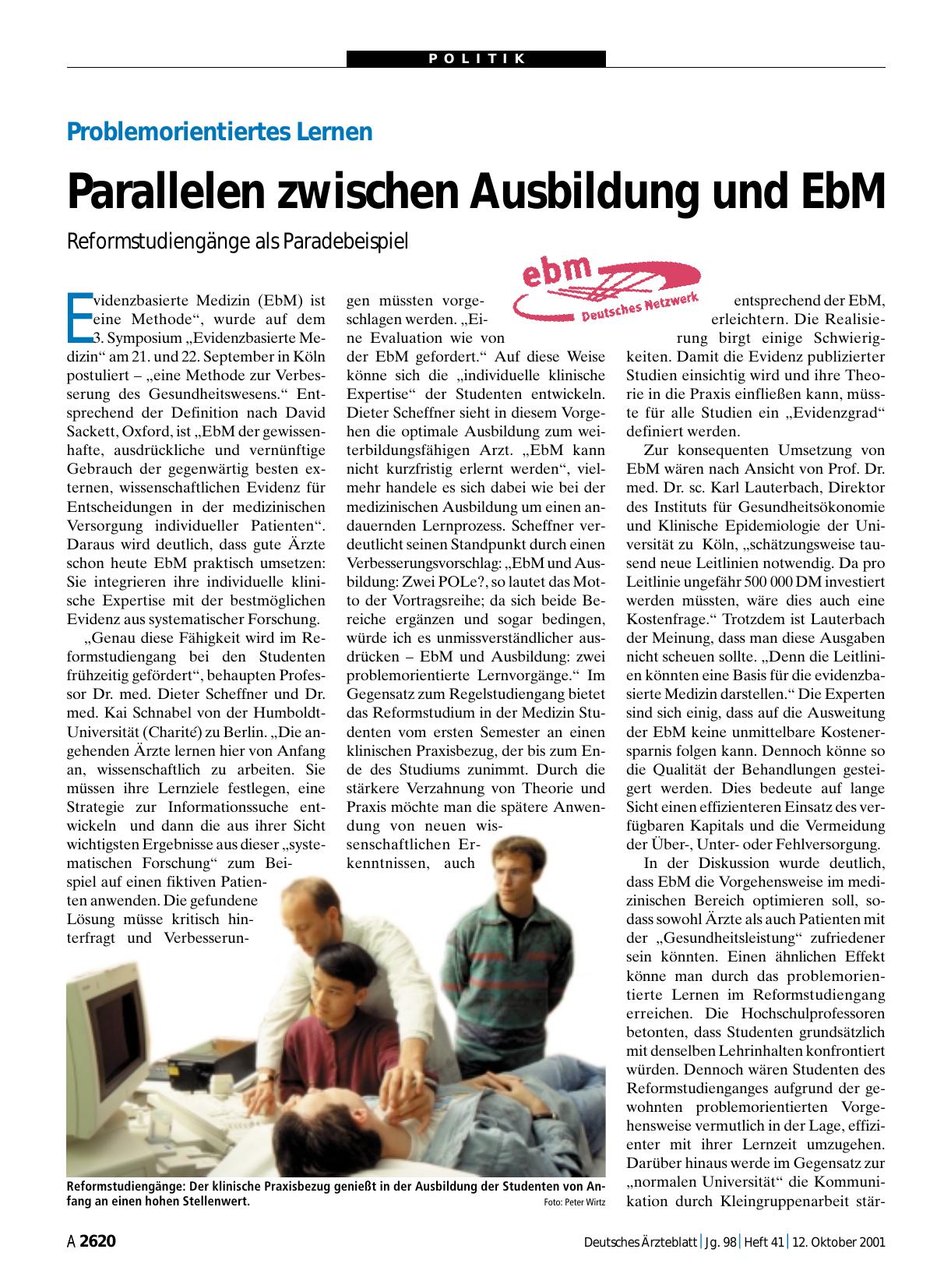 Vorschauseite 1: Problemorientiertes Lernen: Parallelen zwischen Ausbildung und EbM