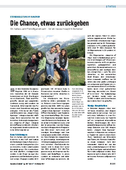 Vorschauseite 1: Sterbebegleitung in Rumänien: Die Chance, etwas zurückgeben