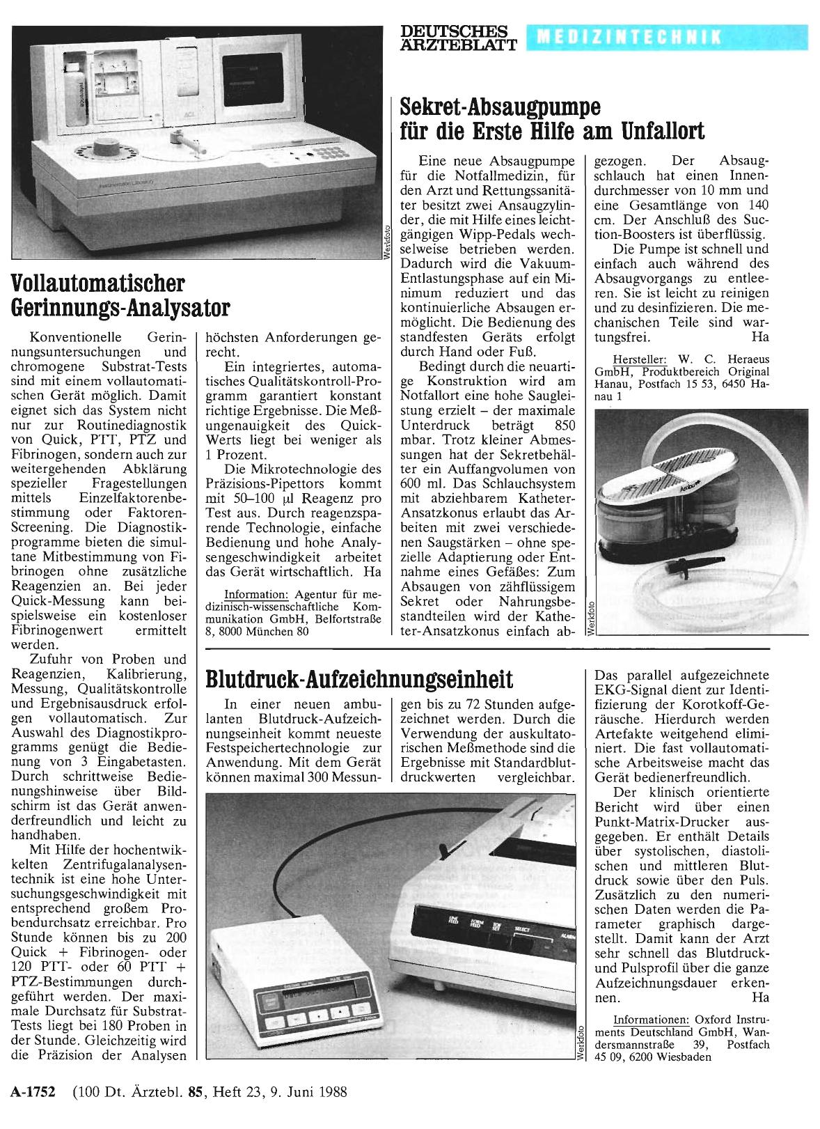 Vorschauseite 1: Vollautomatischer Gerinnungs-Analysator