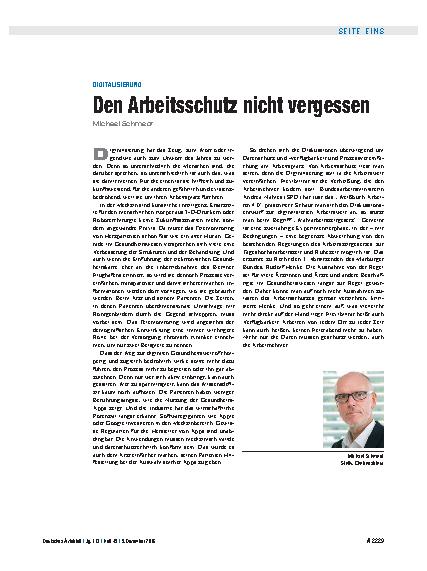 Vorschauseite 1: Digitalisierung: Den Arbeitsschutz nicht vergessen