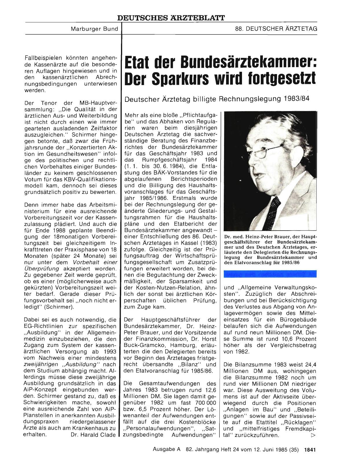 Vorschauseite 1: Etat der Bundesärztekammer: Der Sparkurs wird fortgesetzt