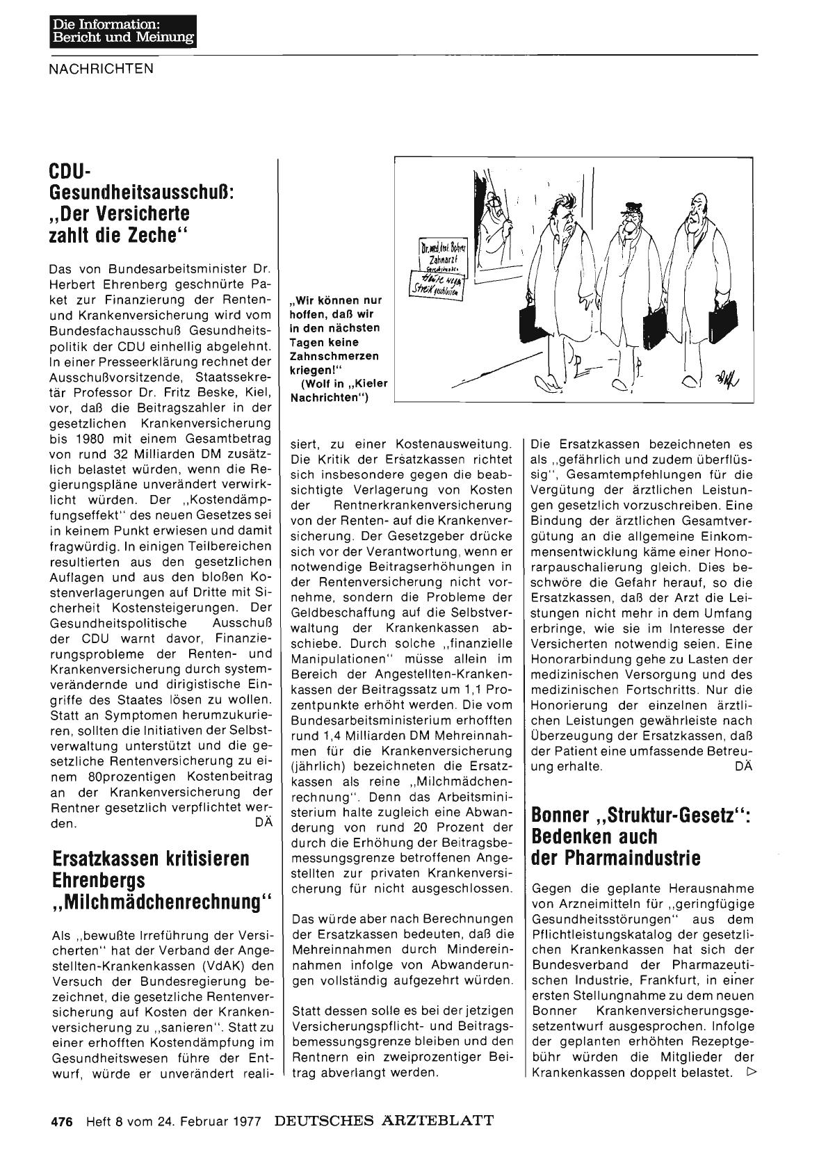 Vorschauseite 1: CDU-Gesundheitsausschuß: „Der Versicherte zahlt die Zeche“