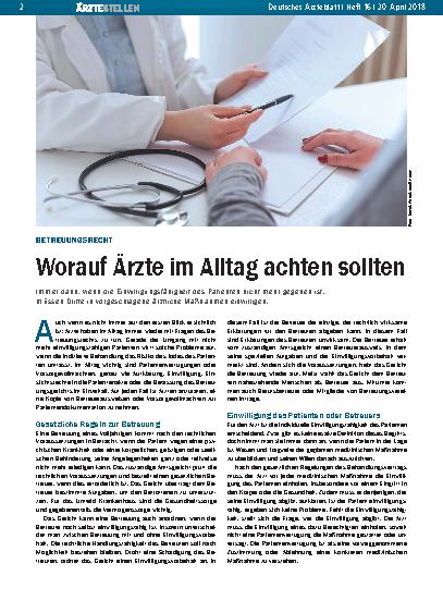 Vorschauseite 1: Betreuungsrecht: Worauf Ärzte im Alltag achten sollten