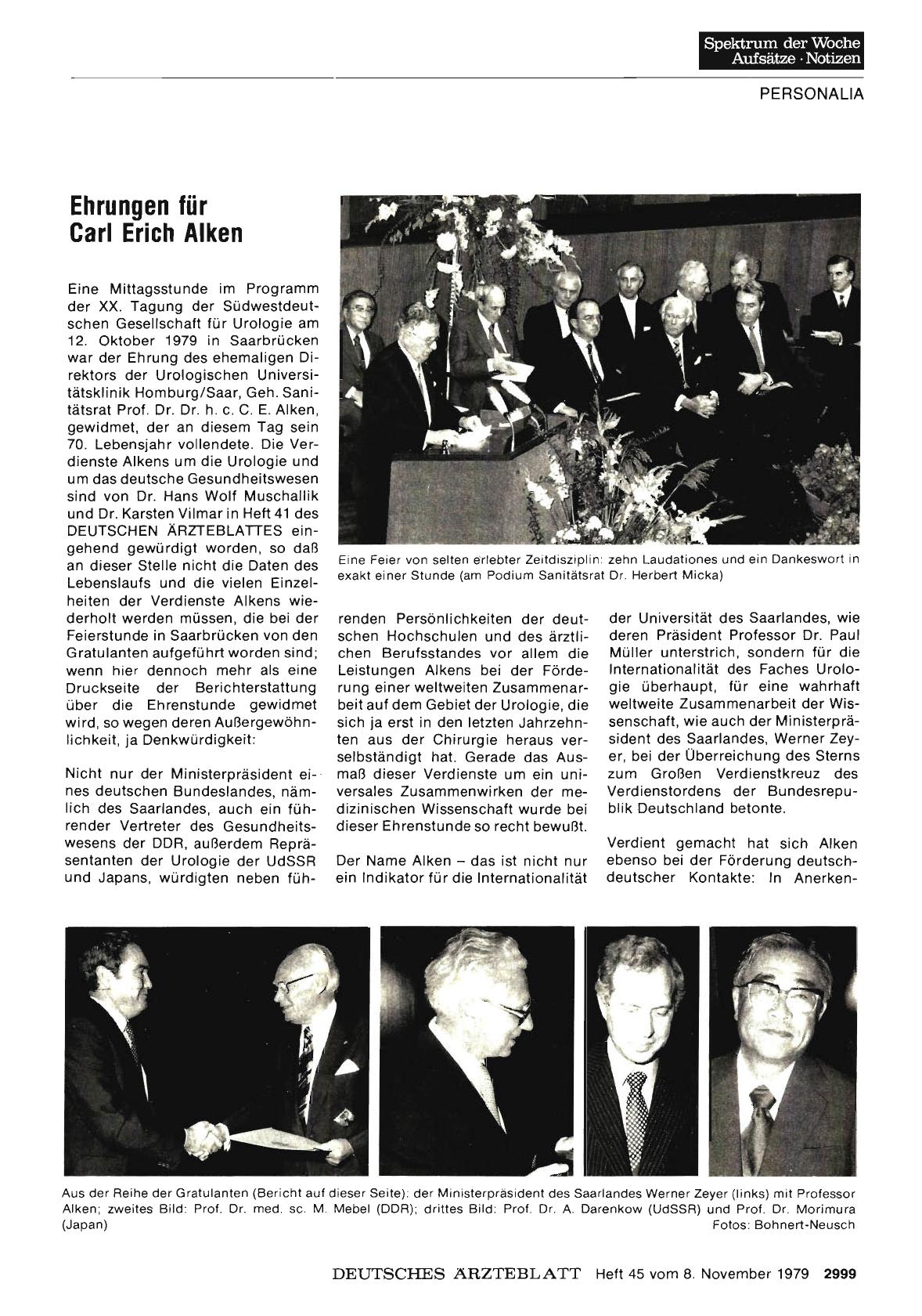 Vorschauseite 1: Ehrungen für Carl Erich Alken