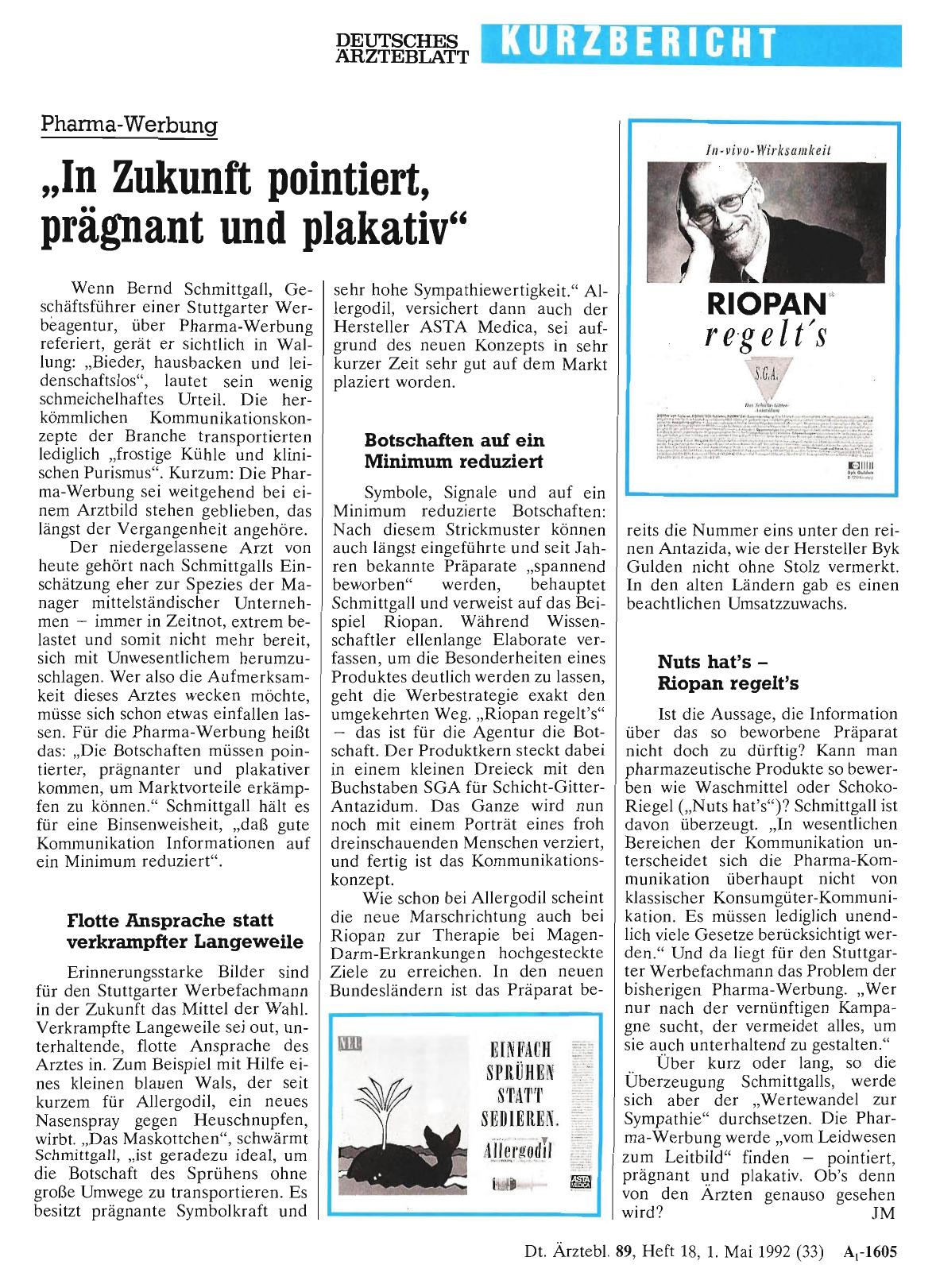 Vorschauseite 1: Pharma-Werbung: „In Zukunft pointiert, prägnant und plakativ“