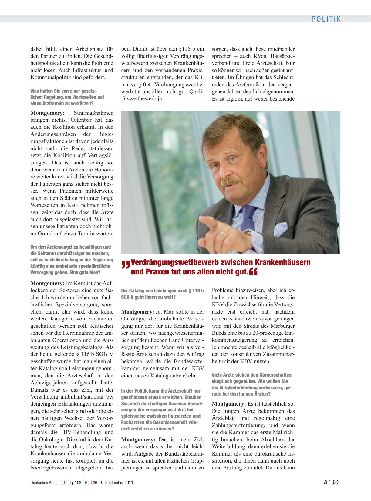 Vorschauseite 3: Interview mit dem Präsidenten der Bundesärztekammer, Dr. med. Frank Ulrich Montgomery: „Die Ärzteschaft muss nach außen geeint auftreten“