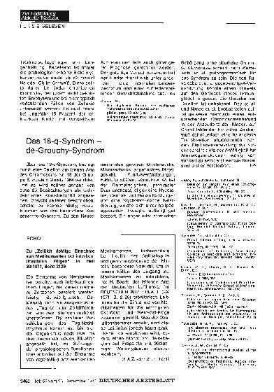 Vorschauseite 1: Das 18-q-Syndrom — de-Grouchy-Syndrom