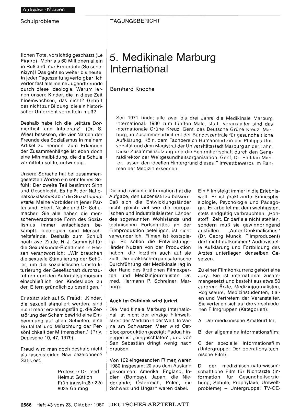 Vorschauseite 1: 5. Medikinale Marburg International