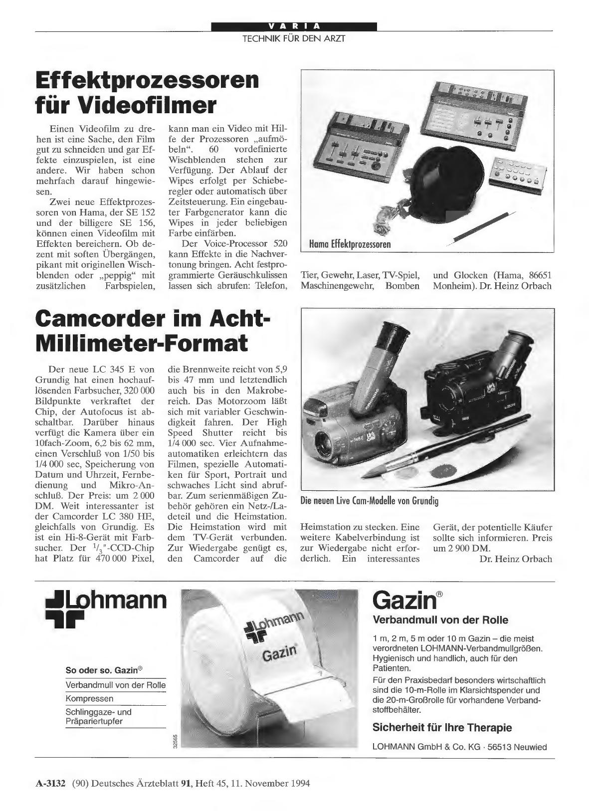 Vorschauseite 1: Camcorder im Acht-Millimeter-Format