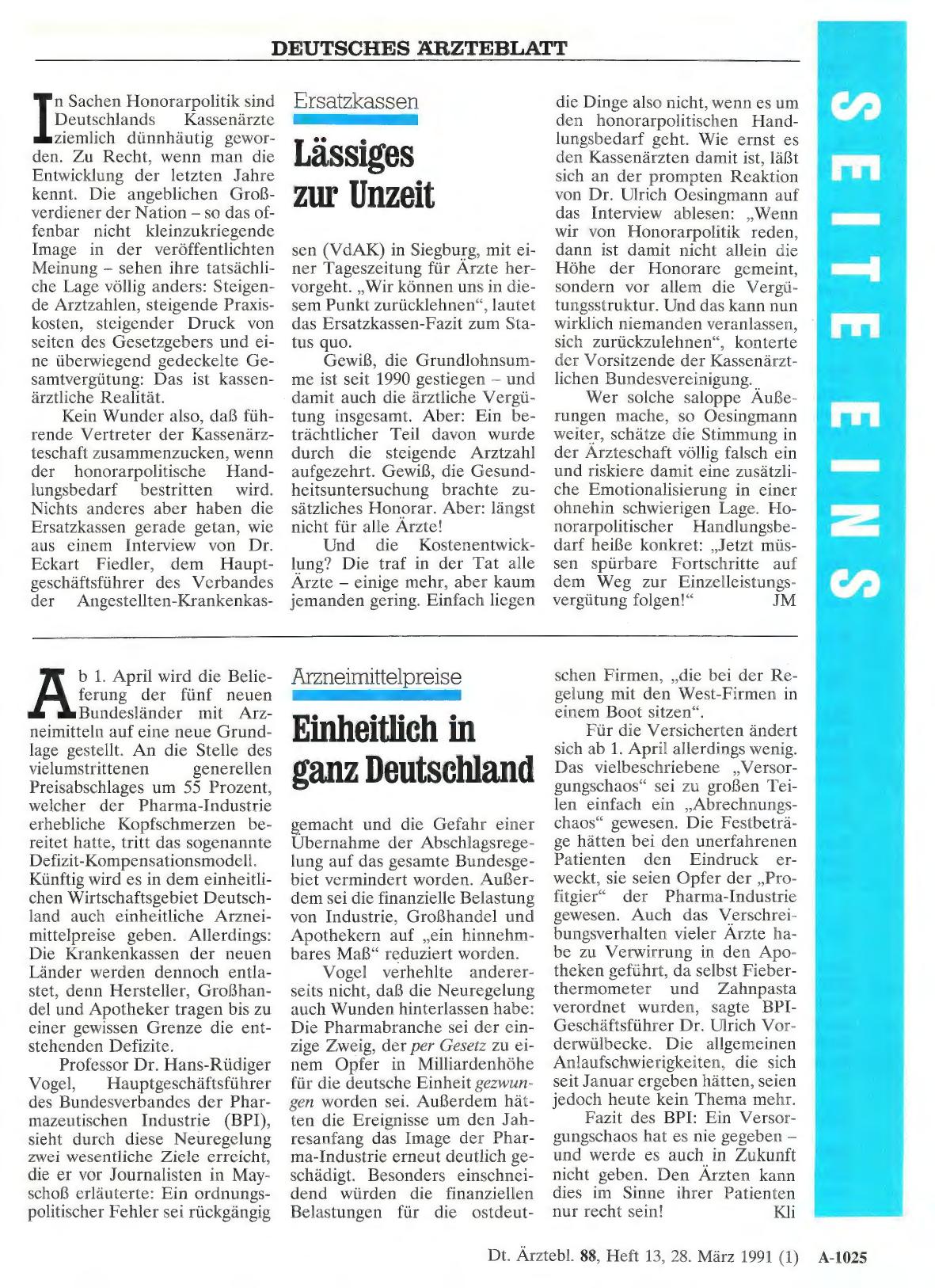 Vorschauseite 1: Arzneimittelpreise: Einheitlich in ganz Deutschland