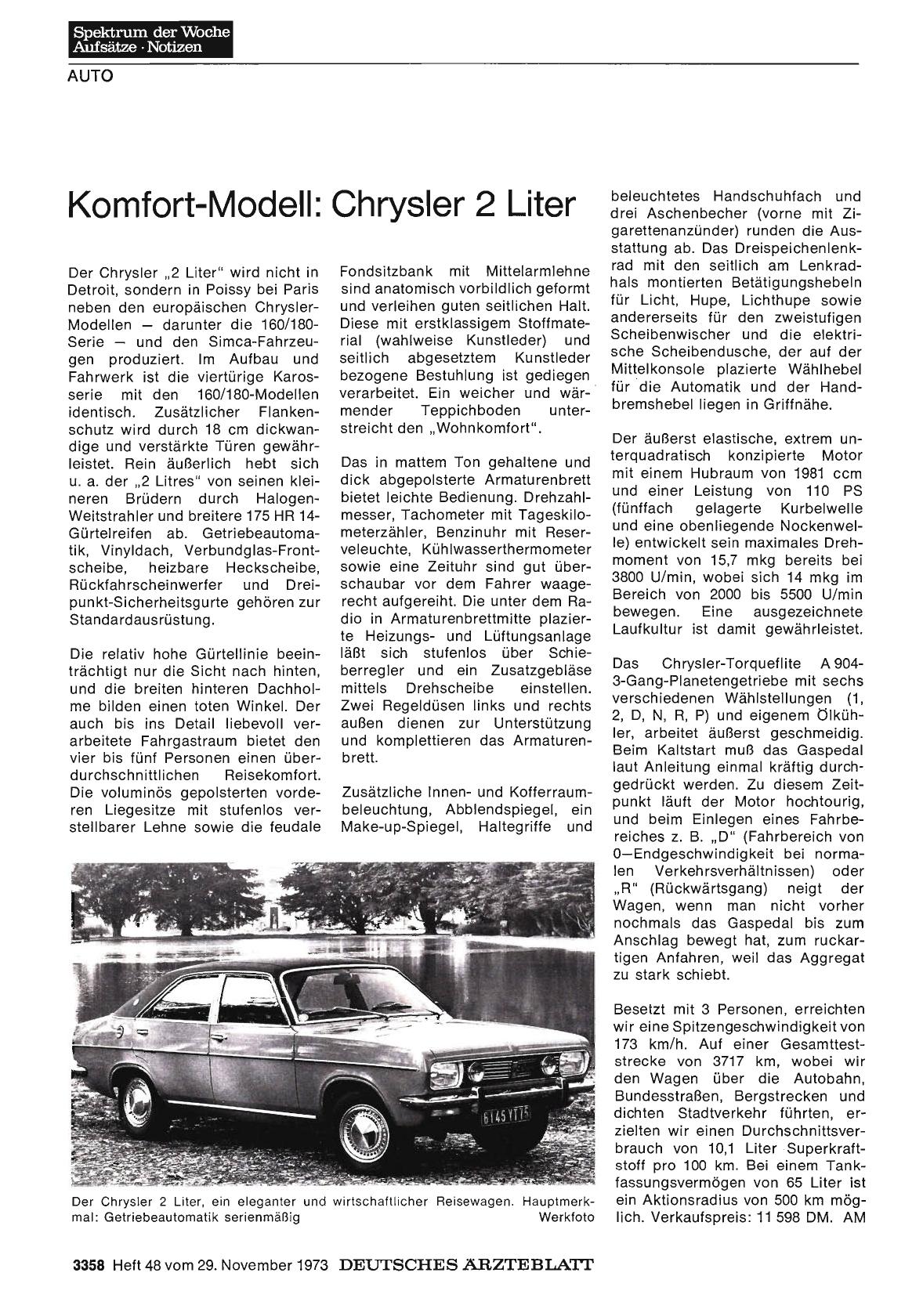 Vorschauseite 1: Komfort-Modell: Chrysler 2 Liter