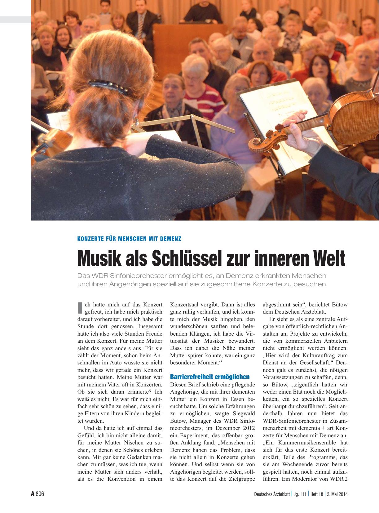 Vorschauseite 1: Konzerte für Menschen mit Demenz: Musik als Schlüssel zur inneren Welt