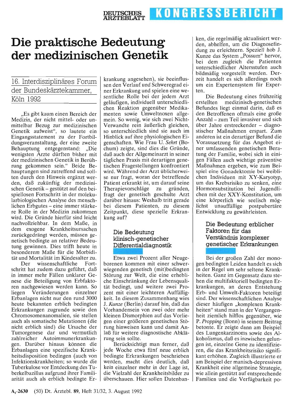 Vorschauseite 1: Die praktische Bedeutung der medizinischen Genetik