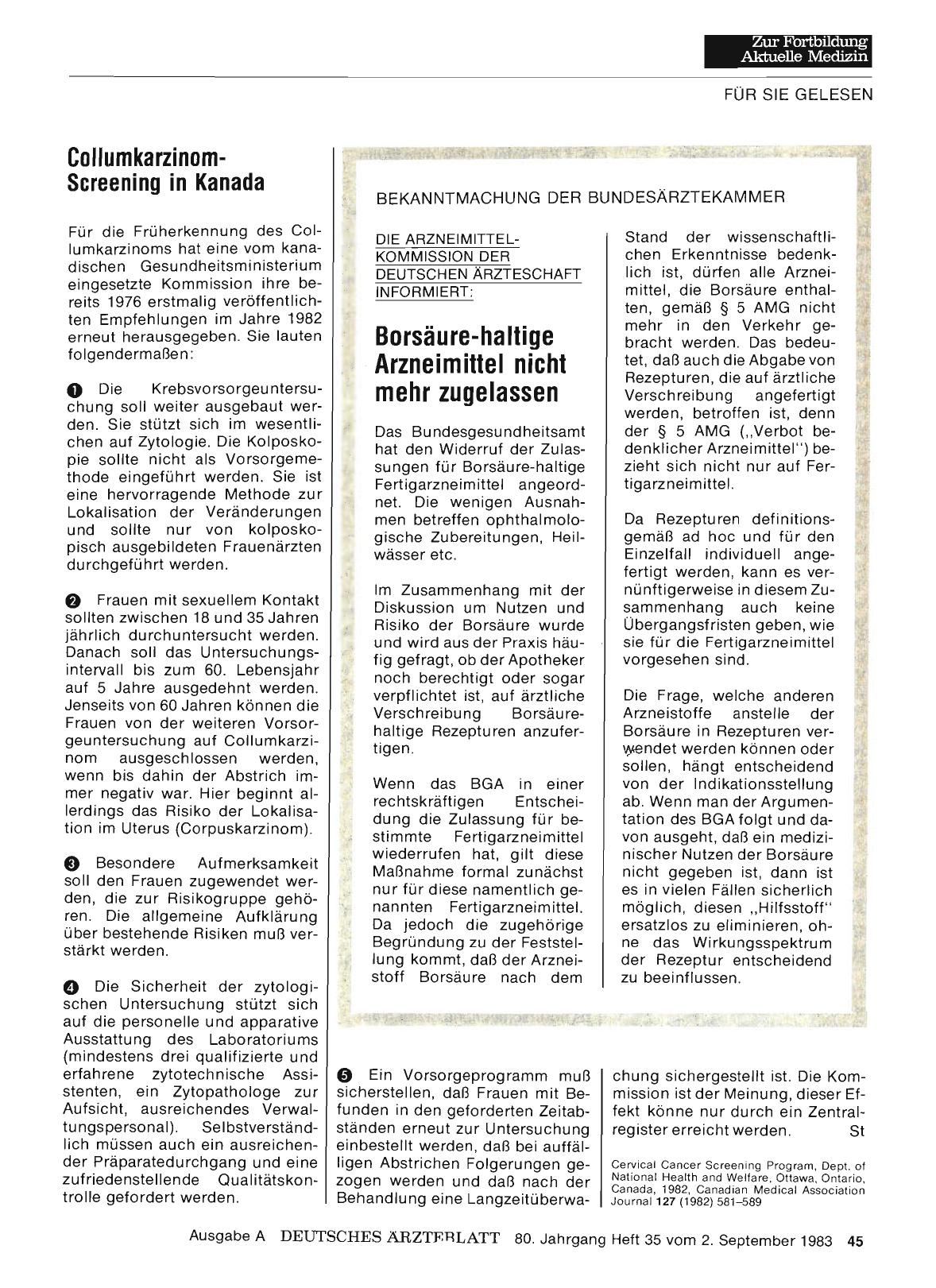 Vorschauseite 1: Collumkarzinom-Screening in Kanada