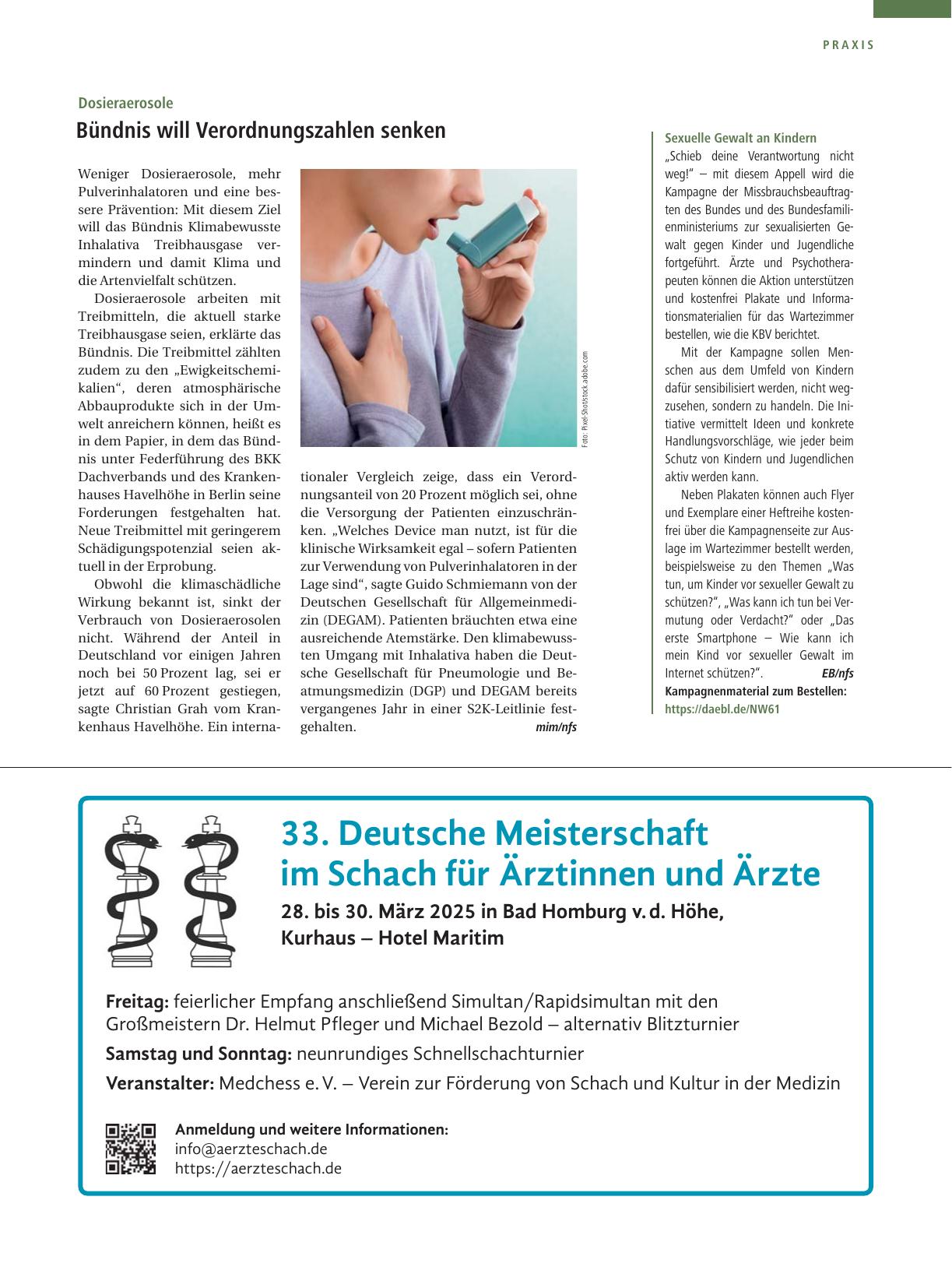 Vorschauseite 1: Dosieraerosole: Bündnis will Verordnungszahlen senken