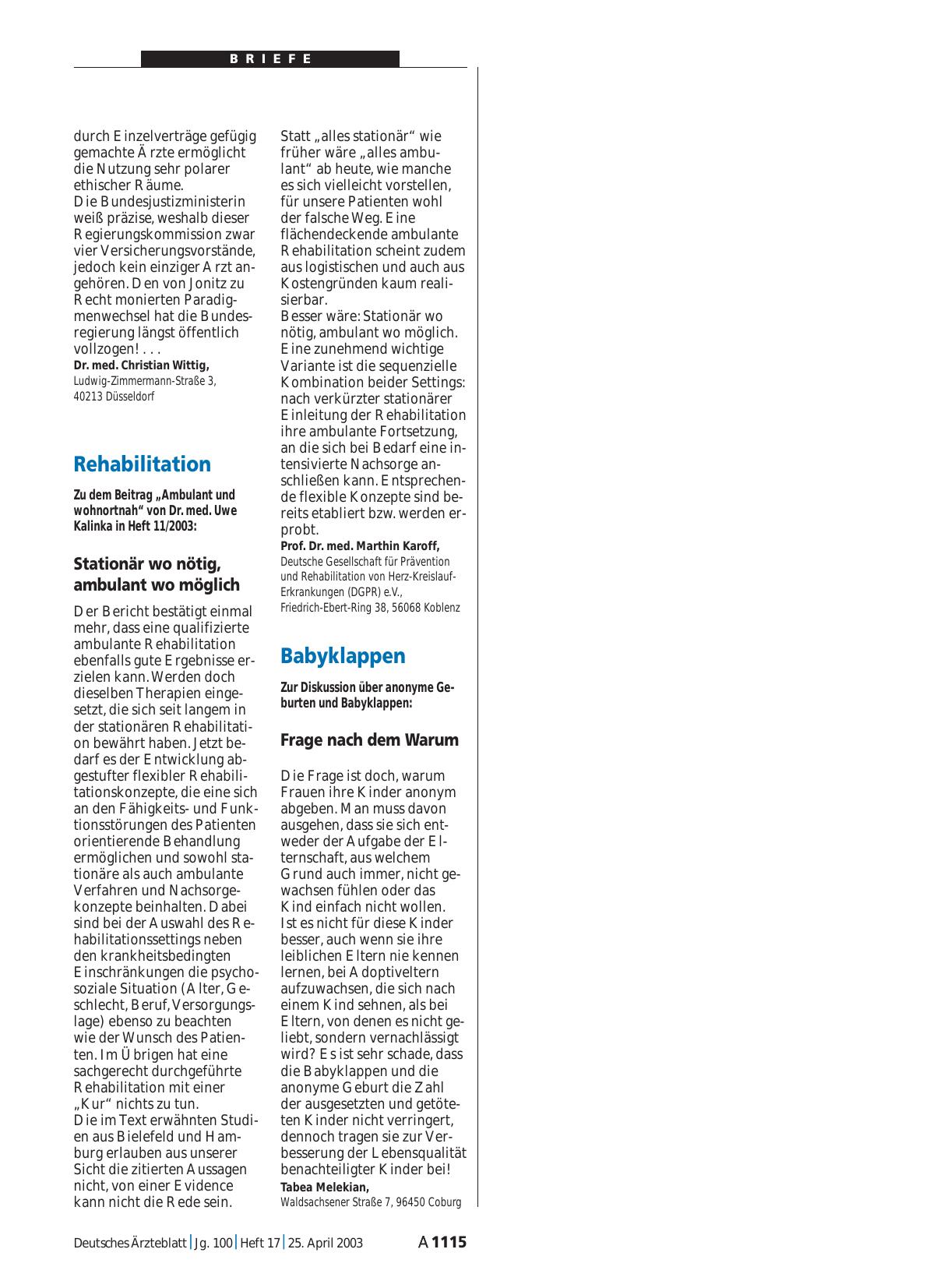 Vorschauseite 1: Babyklappen: Frage nach dem Warum