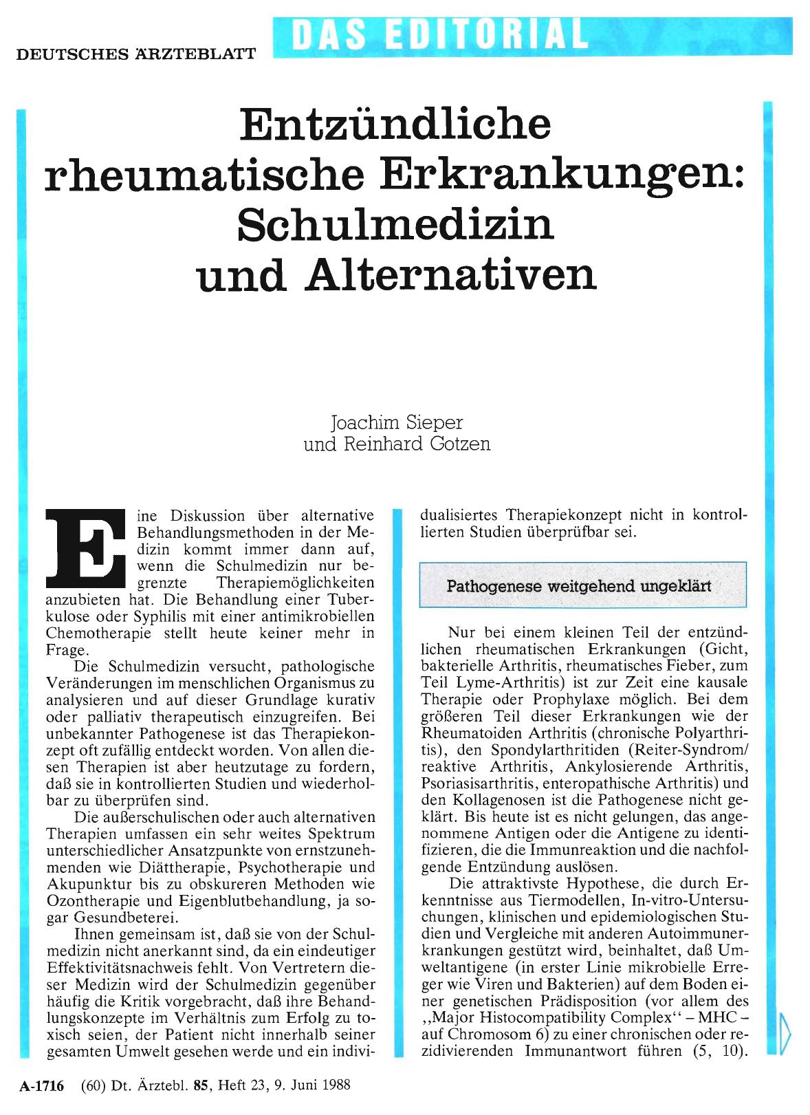 Vorschauseite 1: Entzündliche rheumatische Erkrankungen: Schulmedizin und Alternativen
