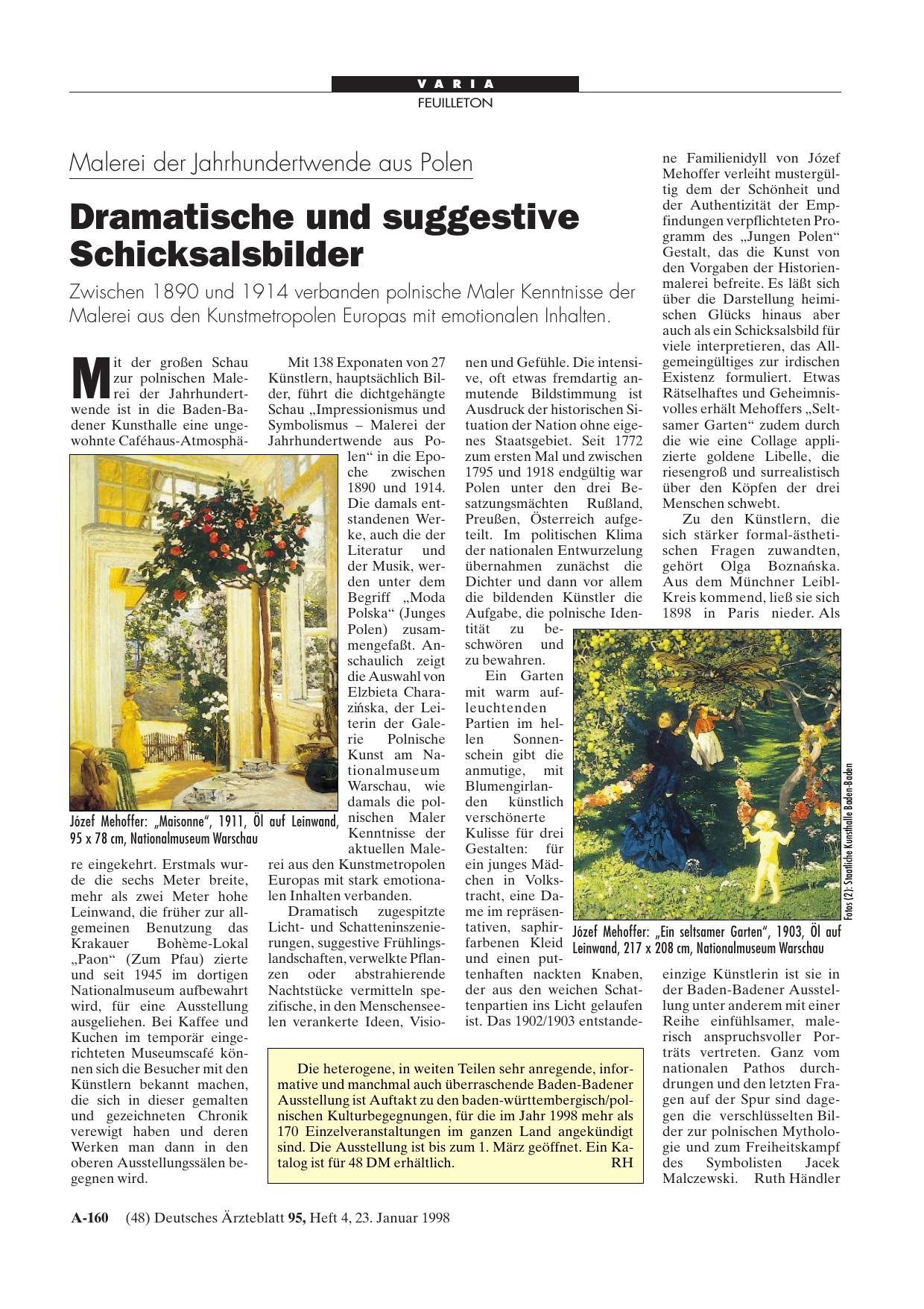 Vorschauseite 1: Malerei der Jahrhundertwende aus Polen: Dramatische und suggestive Schicksalsbilder