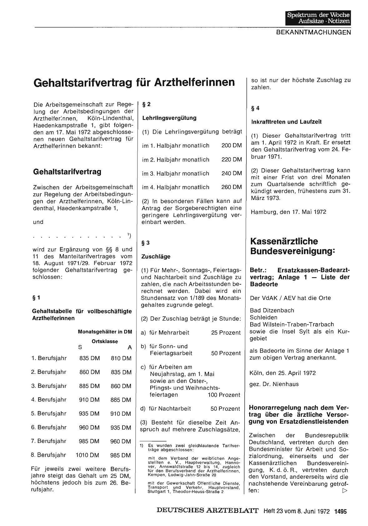 Vorschauseite 1: Gehaltstarifvertrag für Arzthelferinnen