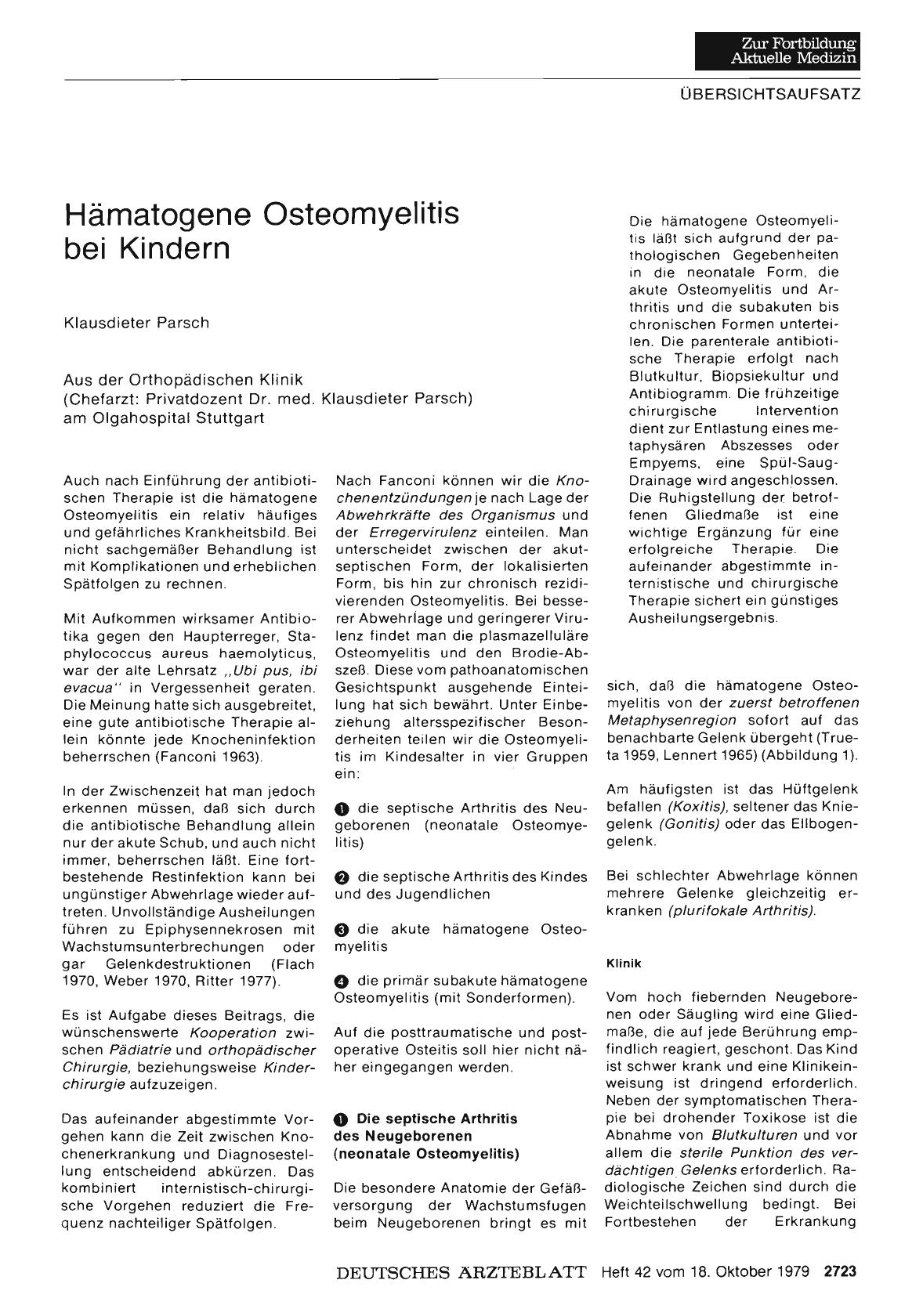 Vorschauseite 1: Hämatogene Osteomyelitis bei Kindern