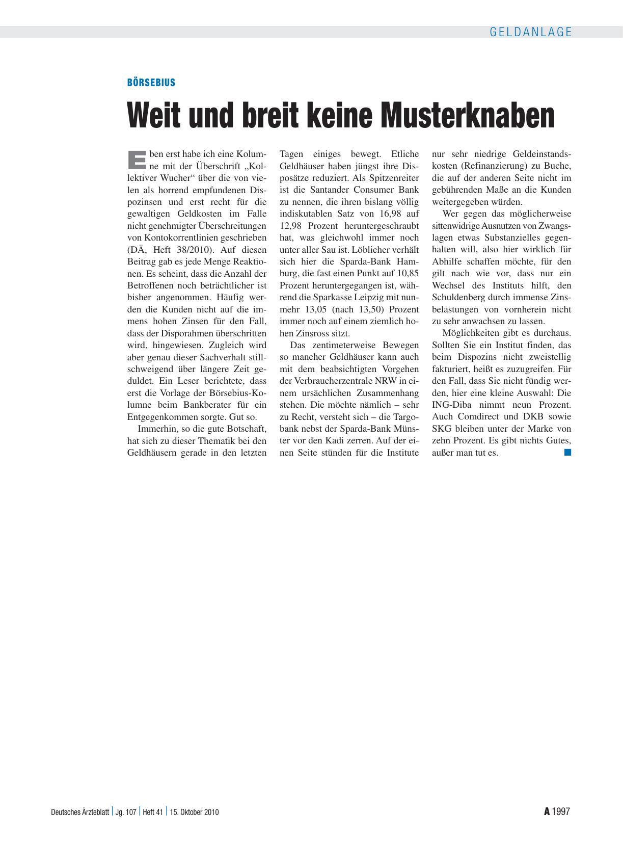 Vorschauseite 1: Börsebius: Weit und breit keine Musterknaben