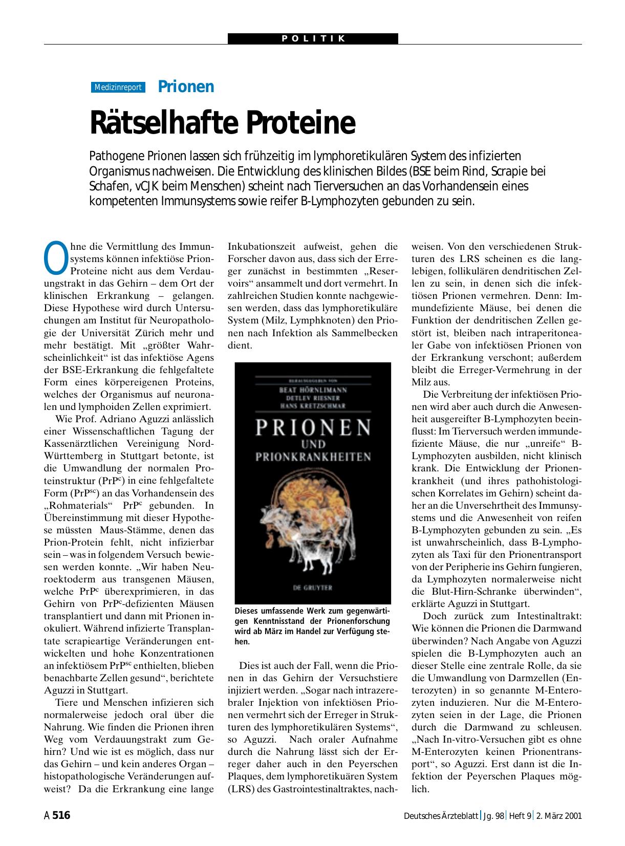 Vorschauseite 1: Prionen: Rätselhafte Proteine