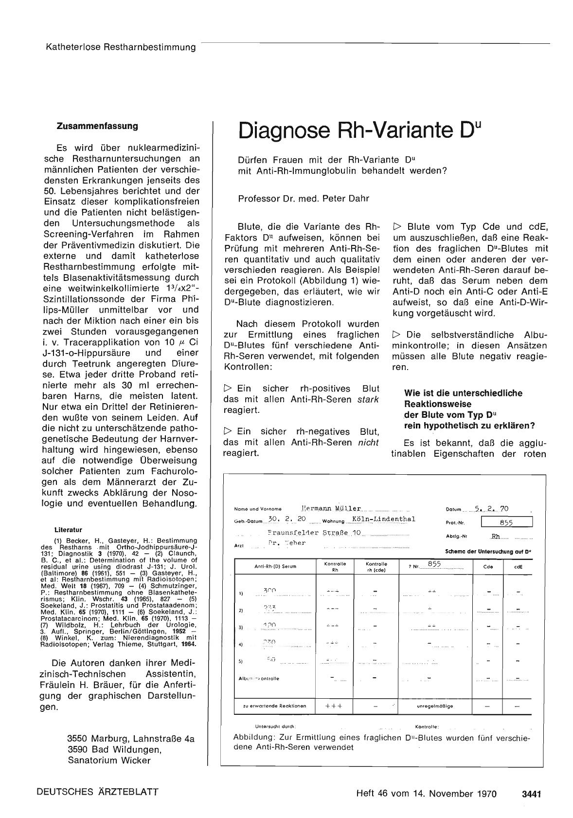 Vorschauseite 1: Diagnose Rh-Variante Du