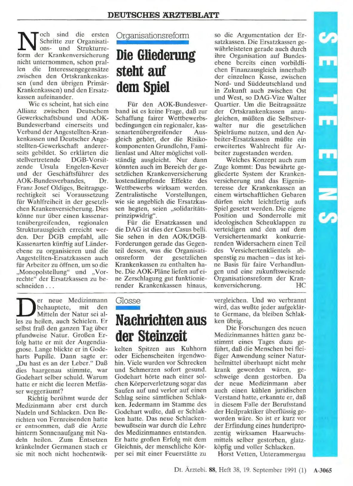 Vorschauseite 1: Organisationsreform: Die Gliederung steht auf dem Spiel