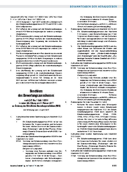 Vorschauseite 4: Beschluss des Bewertungsausschusses nach § 87 Abs. 1 Satz 1 SGB V in seiner 389. Sitzung am 21. Februar 2017 zur Änderung des Einheitlichen Bewertungsmaßstabes (EBM) mit Wirkung z…