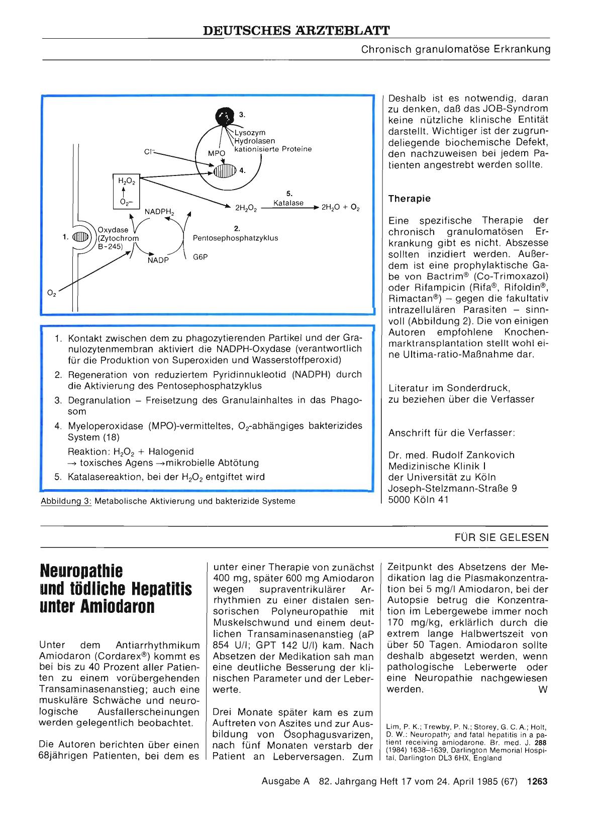 Vorschauseite 1: Neuropathie und tödliche Hepatitis unter Amiodaron
